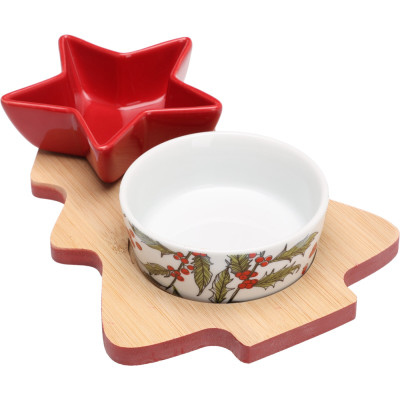 Set Degustazione Natalizio in Legno e Ceramica