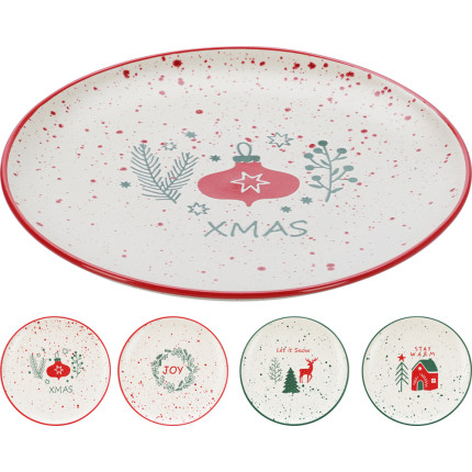 Piatto Tondo Puntinato in Ceramica Fantasia Natale Piatto Tondo Puntinato in Ceramica Fantasia Natale
