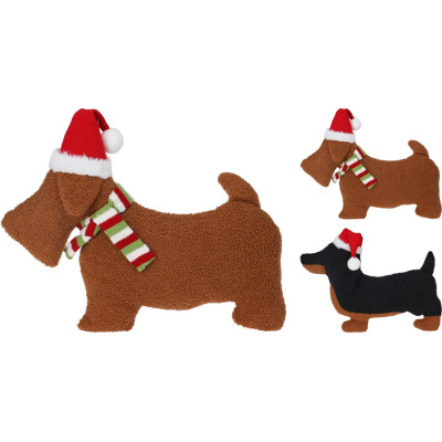 Cuscino a Forma di Cane con Cappello Natalizio