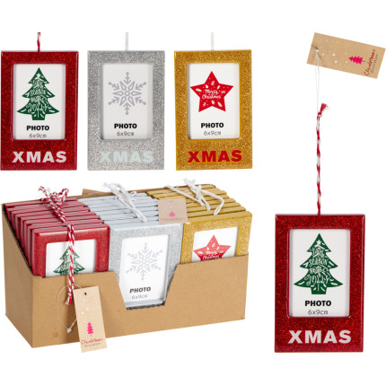 Porta Foto Brillantinato Pendente 12cm