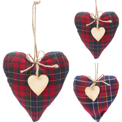 Cuore in Tessuto Scozzese Pendente