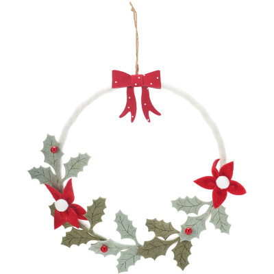 Corona di Natale in Panno Pendente 24cm