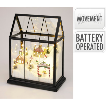 Lanterna con Paesaggio Natalizio Luminoso