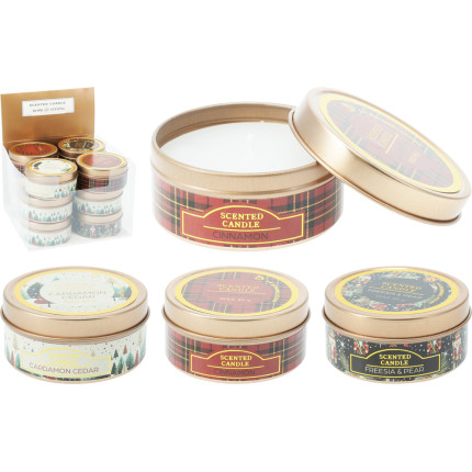 Candela in Barattolo di Latta Fantasia Natalizia 6cm Candela in Barattolo di Latta Fantasia Natalizia 6cm