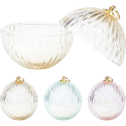 Sfera in Vetro Trasparente con Candela 12cm