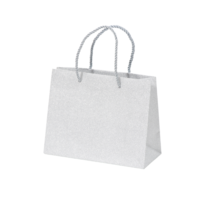 Sacchetti Glitter con Cordini in Cotone Argento