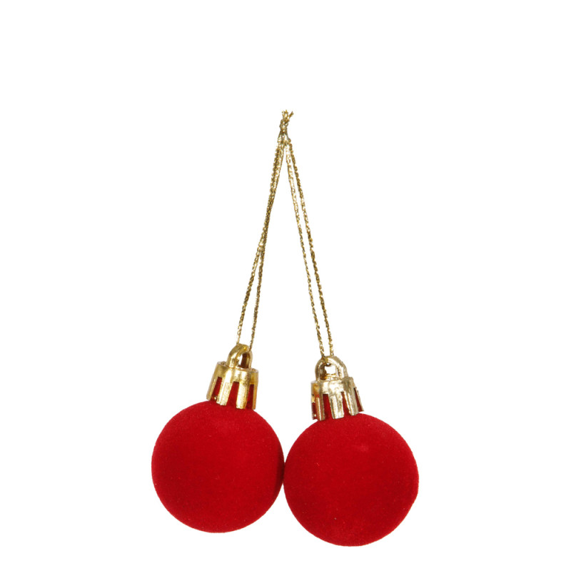 Palline di Natale in Velluto Pendenti (8 Pezzi) Rosse