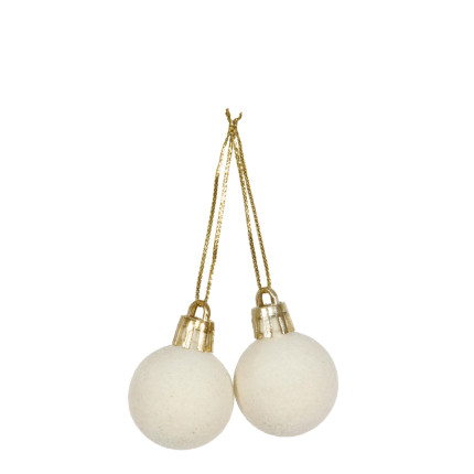 Palline di Natale in Velluto Pendenti 2cm (8 Pezzi) Bianche