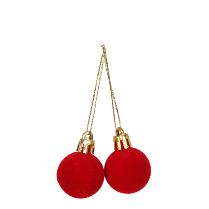 Palline di Natale in Velluto Pendenti 2cm (8 Pezzi) Rosse