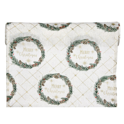 Runner Avorio con Ghirlande Merry Christmas Runner Avorio con Ghirlande Merry Christmas