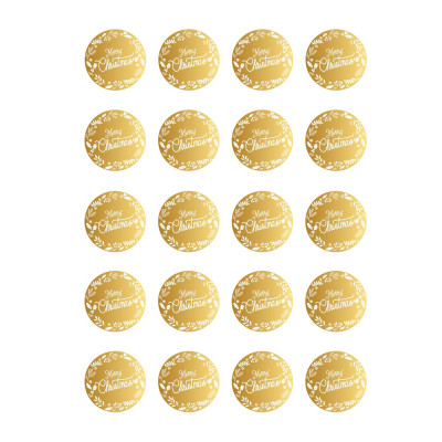 Etichette Tonde Merry Christmas Oro (240 Pezzi)