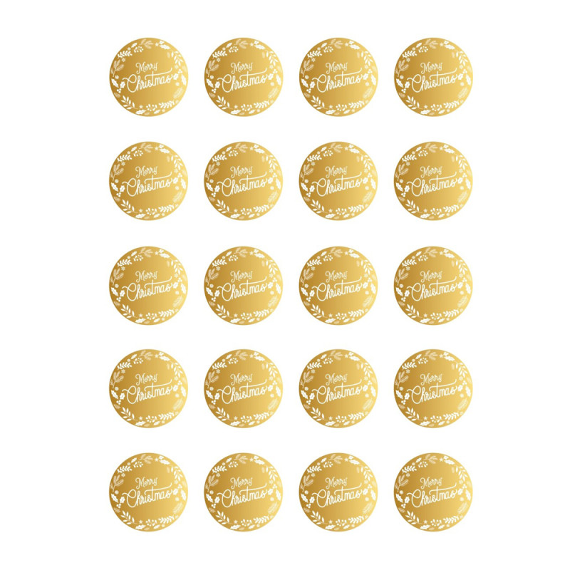 Etichette Tonde Merry Christmas Oro (240 Pezzi)