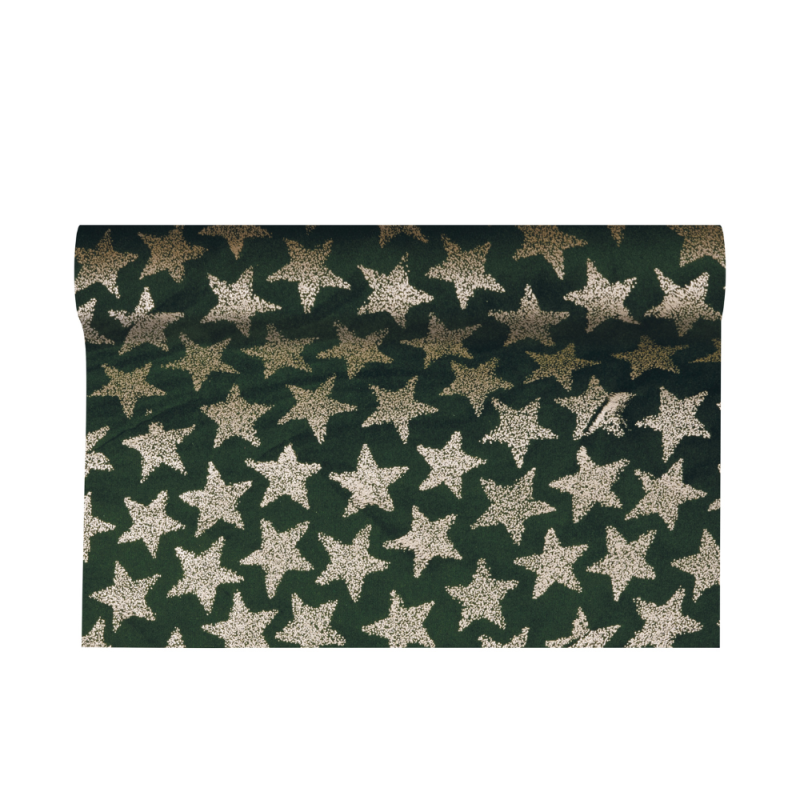 Runner in Velluto Stelle Oro Verde Scuro