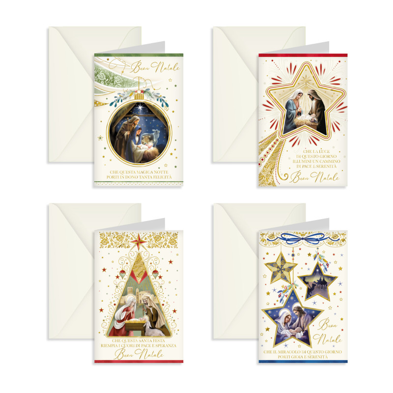 Biglietto Natività Decori Damascato