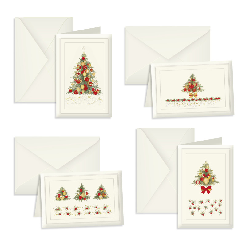 Biglietto Natale Alberelli Decorati