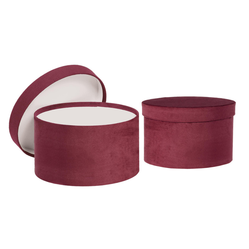 Scatola in Velluto Tonda Bordeaux