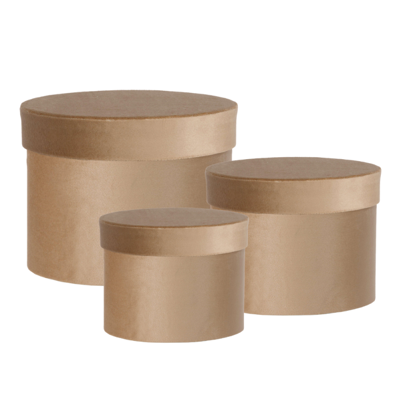 Scatola Tonda in Velluto Beige