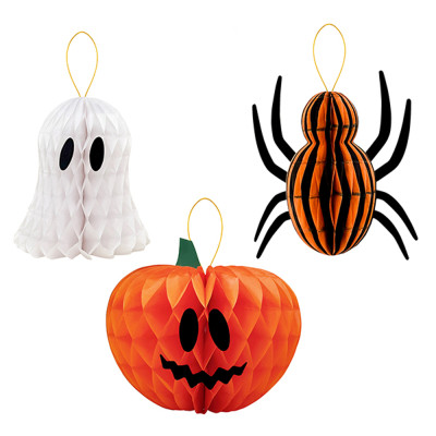 Pendenti Ragno Zucca Fantasma in Carta Plissé (3 Pezzi)