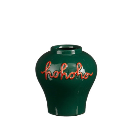 Vaso Natalizio Verde Scritta HoHoHo