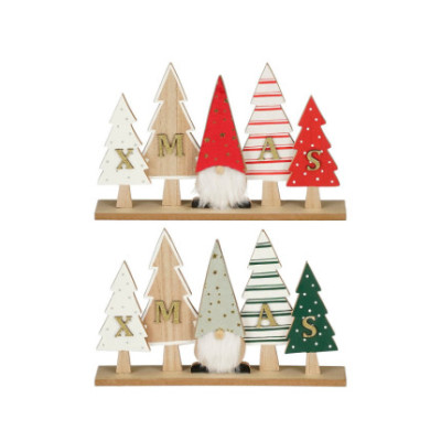 SCRITTA XMAS CON ALBERELLI E GNOMO