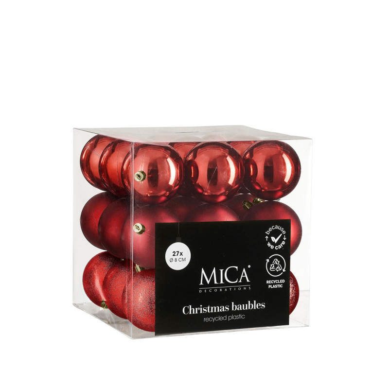 Palline Infrangibili Rosse 8cm (27 Pezzi)