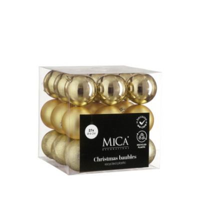 PALLINE PER ALBERO DI NATALE INFRANGIBLI ORO 8CM (27 PEZZI)