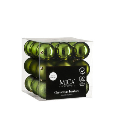 PALLINE PER ALBERO DI NATALE INFRANGIBILI VERDI 8CM (27 PEZZI)