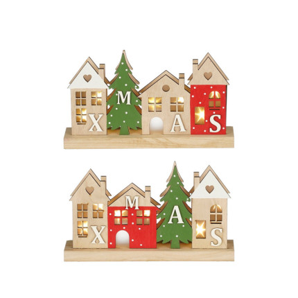 Decorazione Casette in Legno con Led