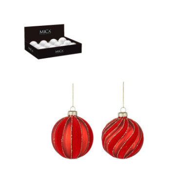 SFERA IN VETRO ROSSA STRISCE