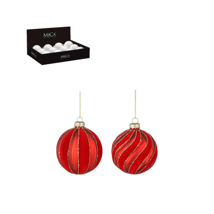 Sfera in Vetro Rossa a Strisce Sfera in Vetro Rossa a Strisce