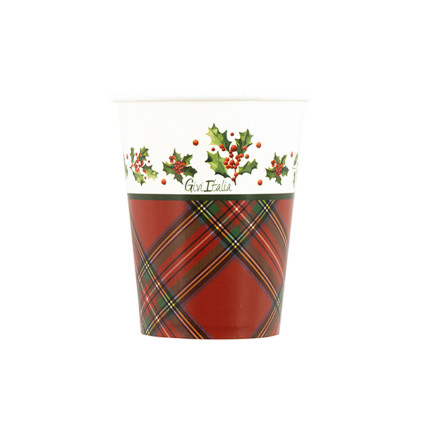 Bicchieri In Carta Scottish Christmas (8 pezzi)