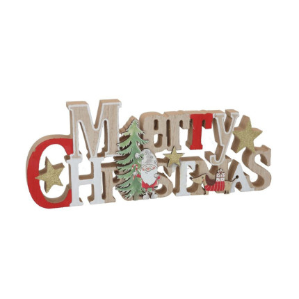 Scritta Merry Christmas in Legno Colorato
