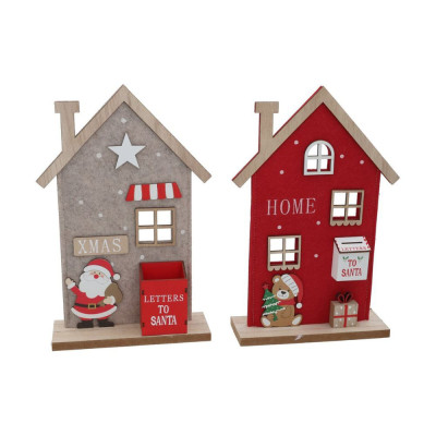 Casetta Babbo Natale Legno e Feltro 26cm