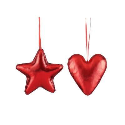 Cuore e Stella Morbido Pendente Rosso