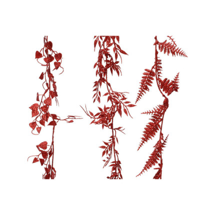 Festone di Foglie Rosse 180cm