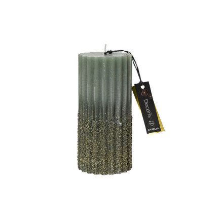 Candela Cilindrica Plissé Verde 15cm