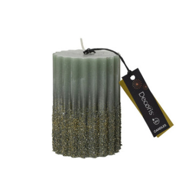 CANDELA PLISSETTATA CON GLITTER VERDE 10CM