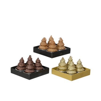 Candele Alberello con Glitter (4 Pezzi)