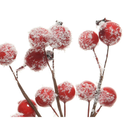Rametto di Bacche Rosse Innevate 15cm