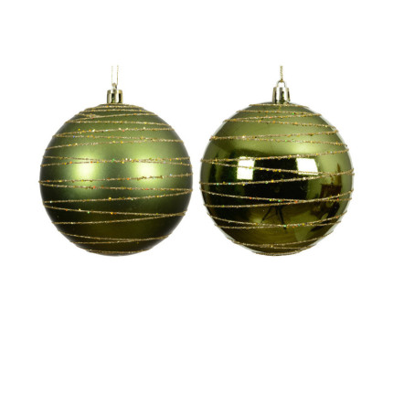 Sfera Infrangibile Verde con Decori Oro 10cm