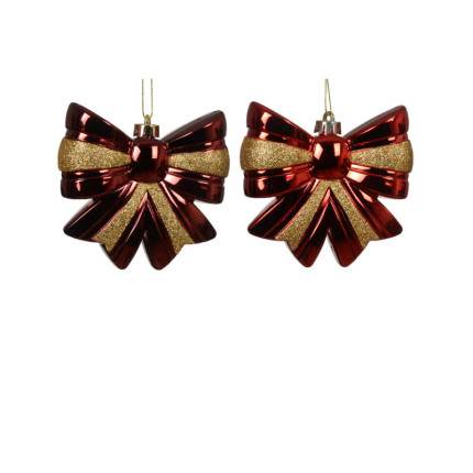 Fiocco Rosso e Oro Pendente 12cm