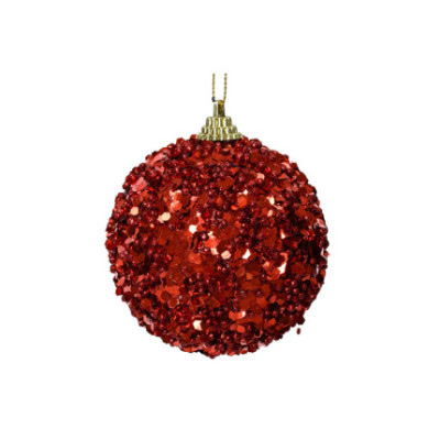 Sfera Rossa con Paiettes 8cm