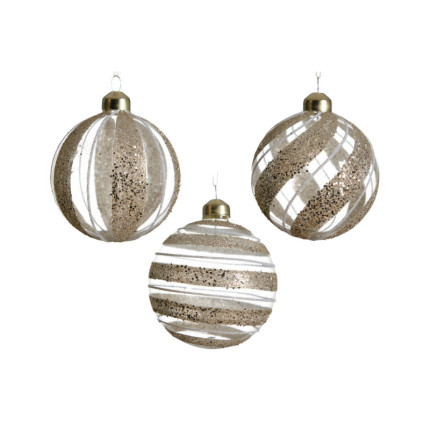 Sfera in Vetro Trasparente con Glitter 8cm