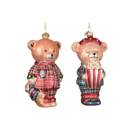 Orsetto con Pigiama Pendente in Vetro 13cm