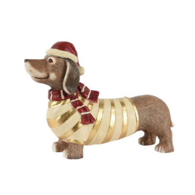 Bassotto Decorativo con Sciarpa e Cappello 57cm