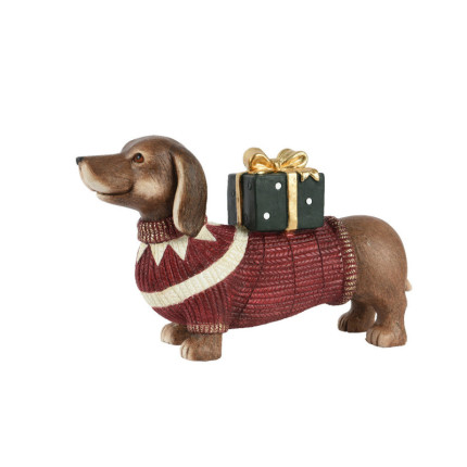 Bassotto Decorativo con Maglione e Regalo