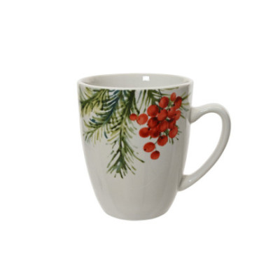 MUG IN PORCELLANA BIANCA CON BACCHE