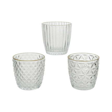 PORTA TEA LIGHT IN VETRO LAVORATO