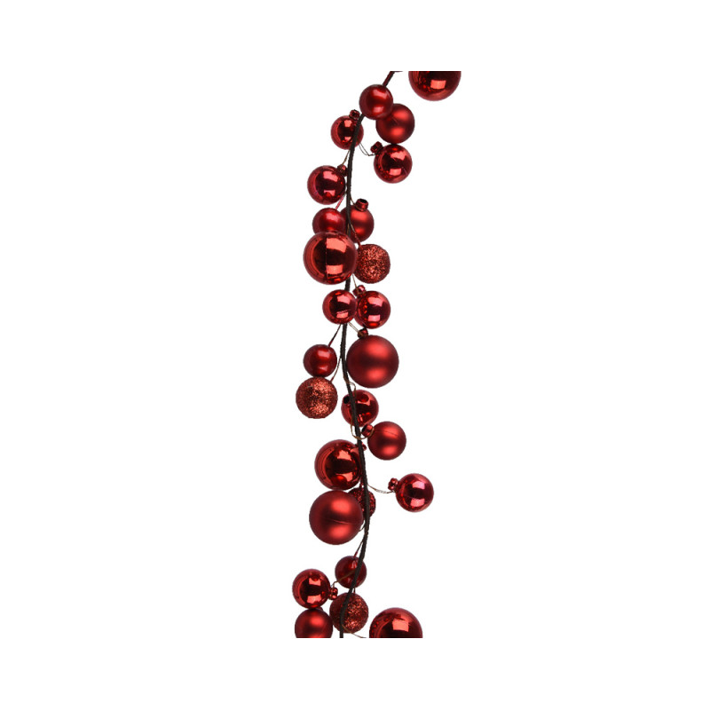 Ghirlanda Infrangibile Sfere Glitterate Rosso 180cm