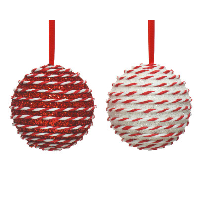 Sfera Natalizia Candy Bianca e Rossa